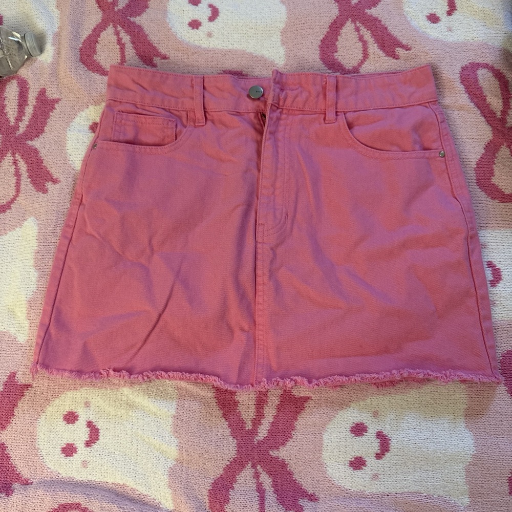 Pink Denim Skirt